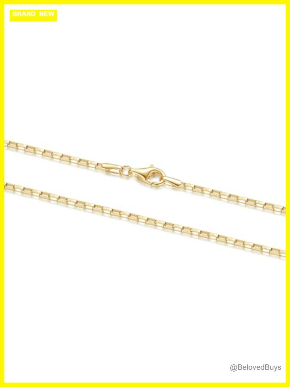 14k Gold Plated Box Chain Necklace Lobster Clasp 18in